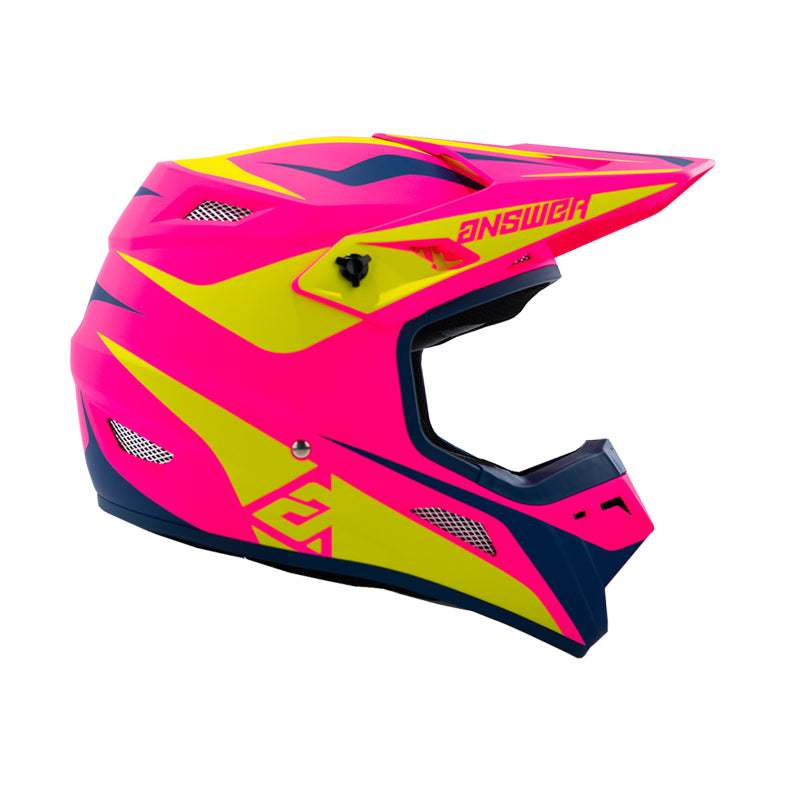 Answer 26 AR1 Mototown Helmet Matte Pink/Hyper Acid/Dark Blue - Large Helmets and Accessories Answer