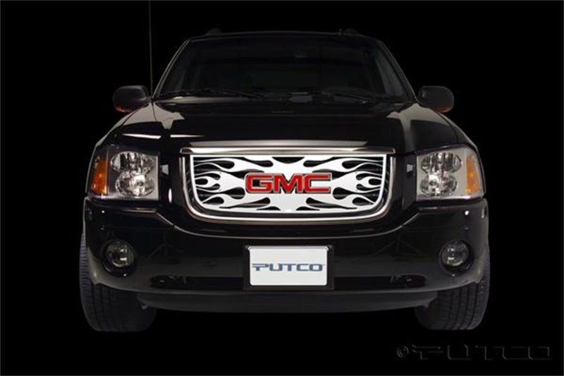Putco 02-08 GMC Envoy w/ Logo CutOut Flaming Inferno Stainless Steel Grille Grilles Putco
