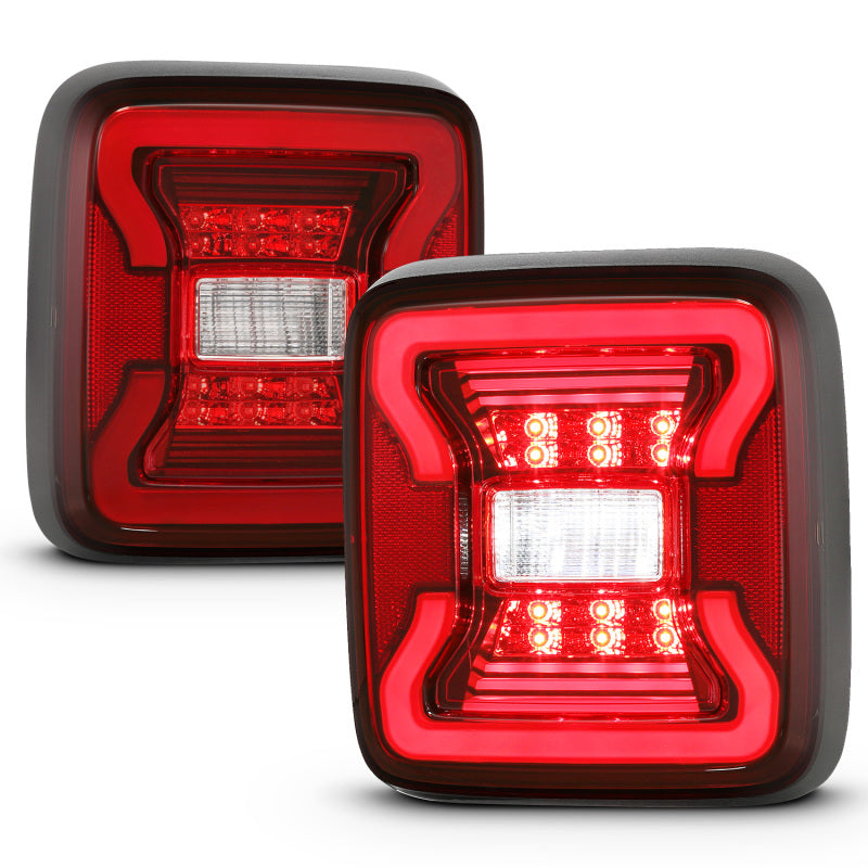 ANZO 18-19 Jeep Wrangler JL LED Taillights Black Tail Lights ANZO