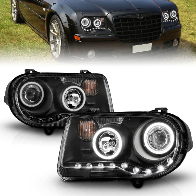 ANZO 2005-2010 Chrysler 300C Projector Headlights w/ Halo Black (CCFL) G2 Headlights ANZO