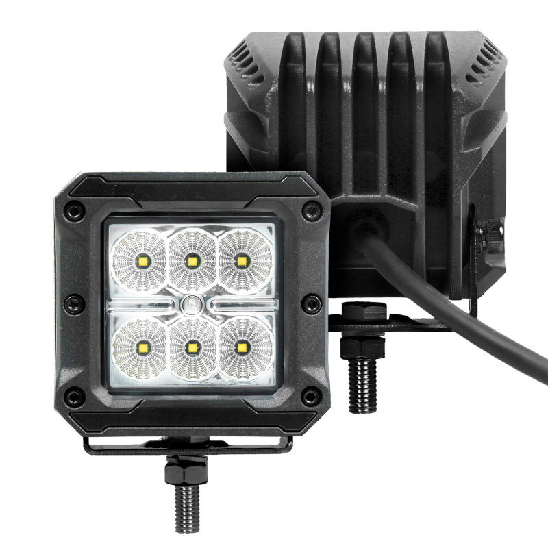 Go Rhino Xplor Bright Series Cube LED Flood Light Kit (Surface/Threaded Stud Mount) 3x3 - Blk (Pair) Light Bars & Cubes Go Rhino