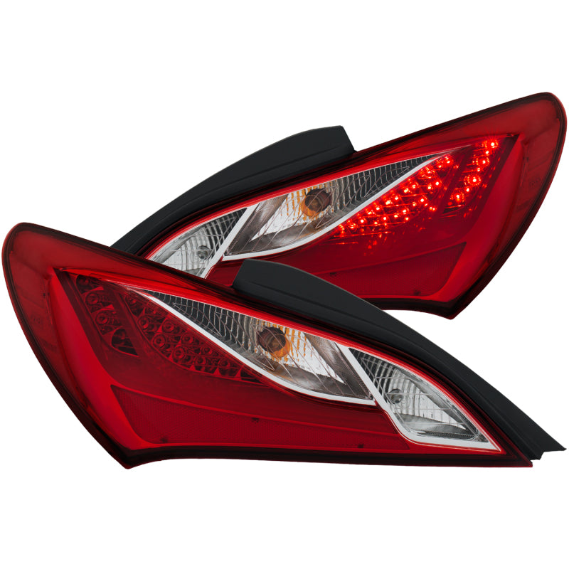 ANZO 2010-2013 Hyundai Genesis LED Taillights Red/Clear Tail Lights ANZO