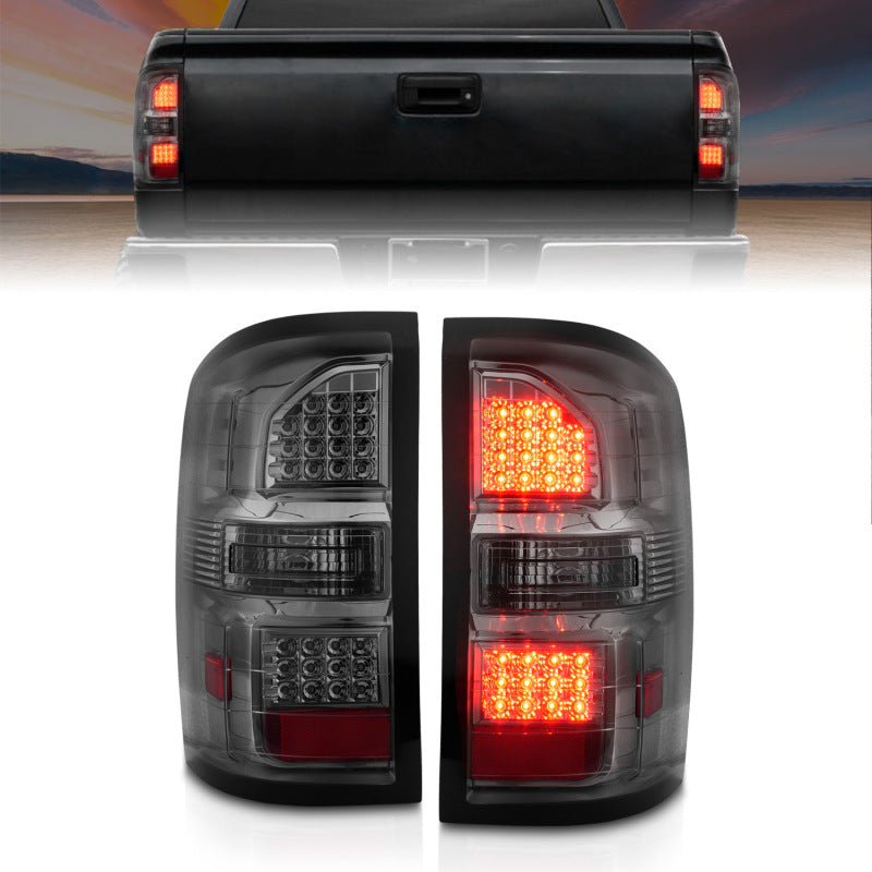 ANZO 2014-2018 GMC Sierra LED Tail Lights Black Housing Smoke Lens Tail Lights ANZO