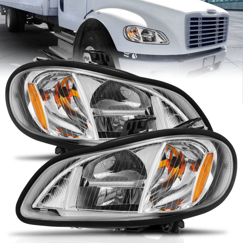 ANZO 2002-2014 Freightliner M2 LED Crystal Headlights Chrome Housing w/ Clear Lens (Pair) Headlights ANZO