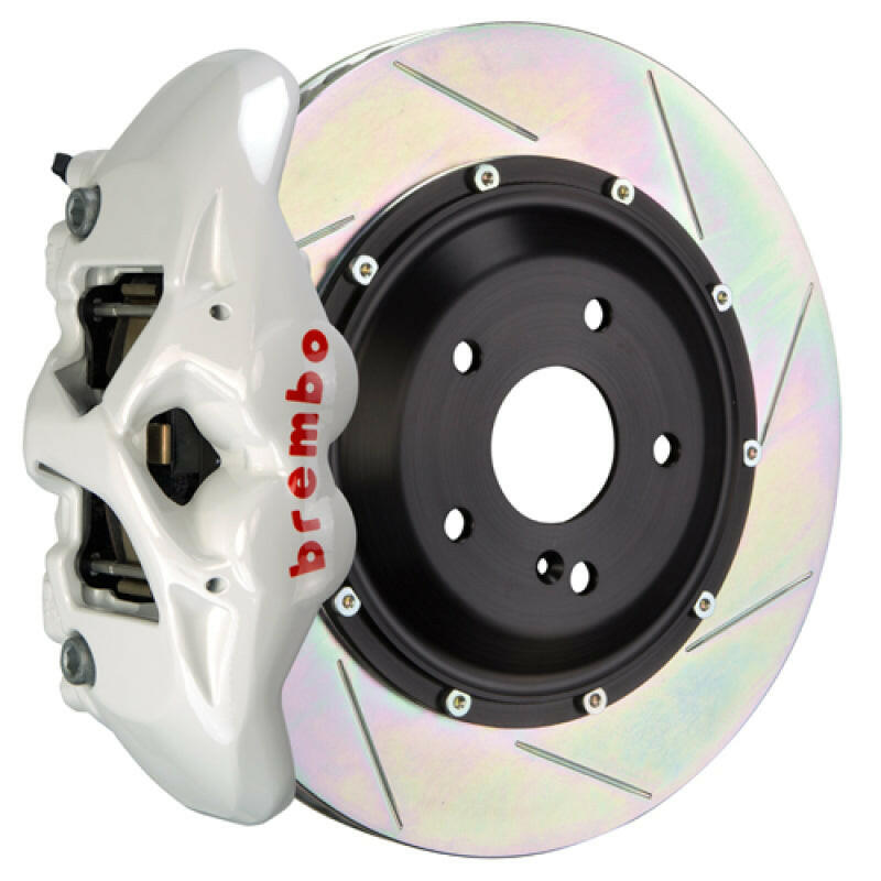 Brembo 11-18 Cayenne/S/GTS Rear GT BBK 4 Piston Cast 380x28 2pc Rotor Slotted Type1-White Brake Kits - Performance Slot Brembo