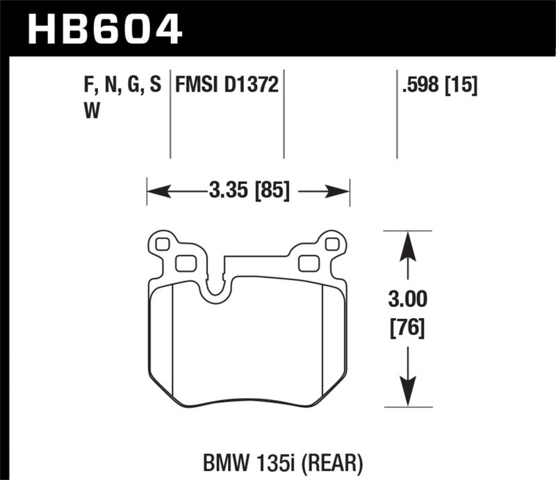 Hawk BMW 135i HPS Street Rear Brake Pads Brake Pads - Performance Hawk Performance