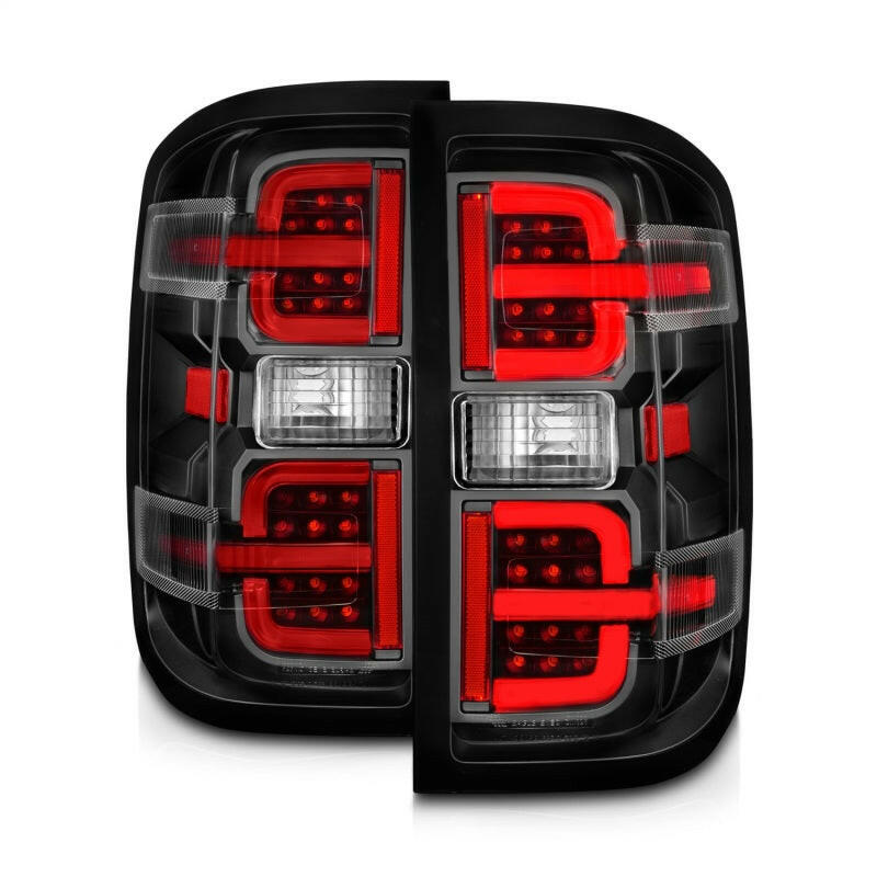 ANZO 15-19 Chevy Silverado 2500HD/3500HD (Halgn Only) LED Tail Lights w/Black Light Bar & Clear Lens Tail Lights ANZO