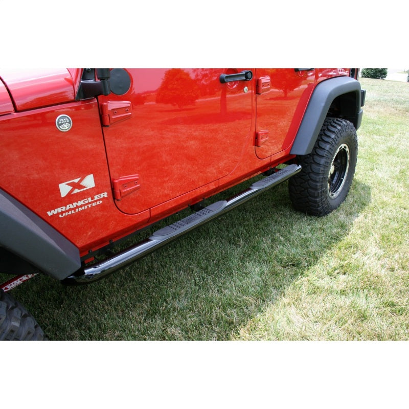 Rugged Ridge 3-In Round Side Steps Black 07-18 4-Door Jeep Wrangler Side Steps Rugged Ridge