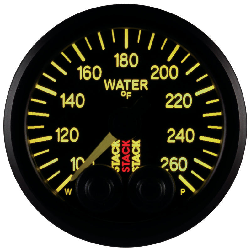 Autometer Stack Pro Control 52mm 100-260 deg F Water Temp Gauge - Black (1/8in NPTF Male) Gauges AutoMeter