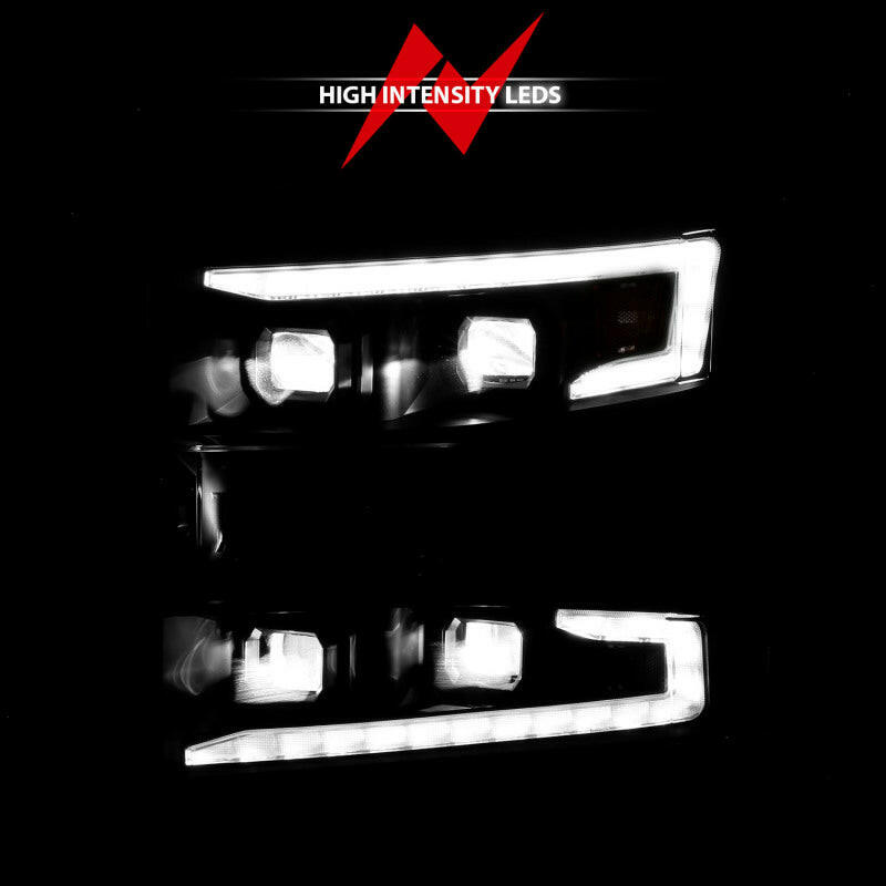 ANZO 19-22 Chevrolet Silverado 1500 LED Proj HL w/Lgt Bar SwBk Seq. Blk w/In. Light - Passenger Side Headlights ANZO