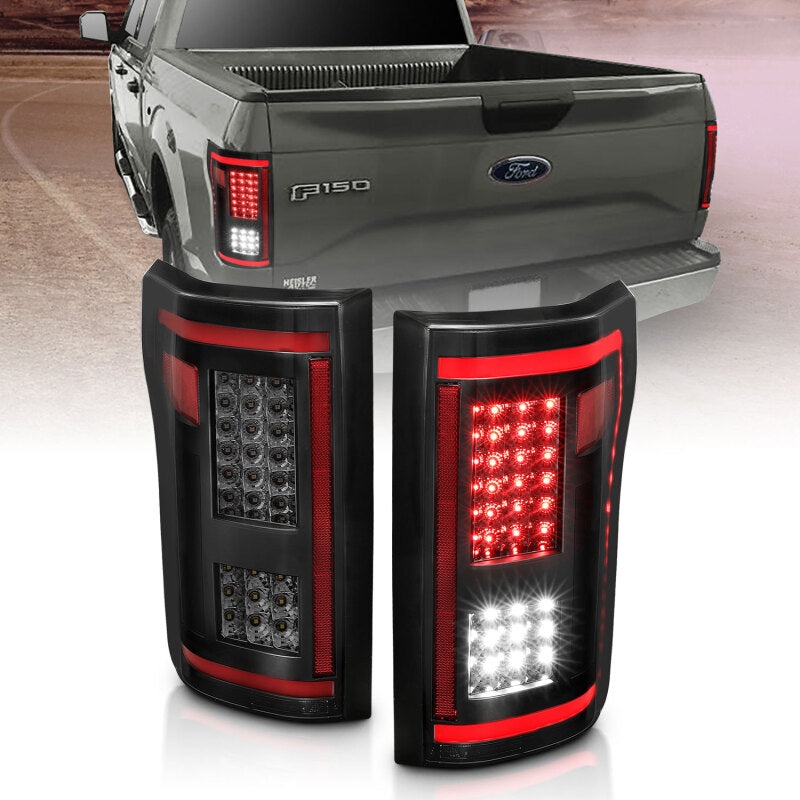 ANZO 15-17 Ford F-150 LED Taillights - Smoke Tail Lights ANZO