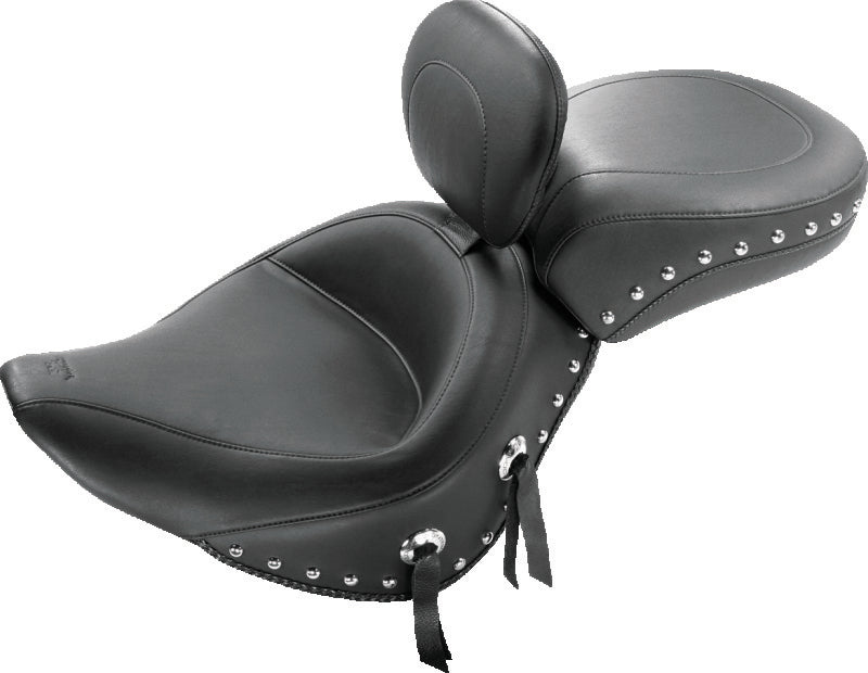 Mustang 98-16 Yamaha V-Star 650 Custom Wide Touring 2PC Seat - Black Two-Piece Motorcycle Seats Mustang Motorcycle