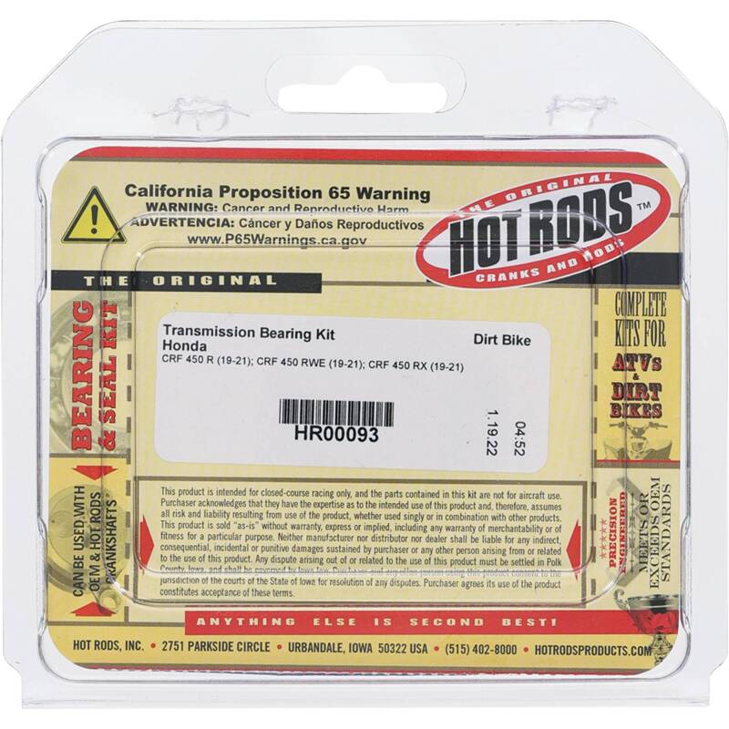 Hot Rods 19-21 Honda CRF 450 R 450cc Transmission Bearing Kit Bearings Hot Rods
