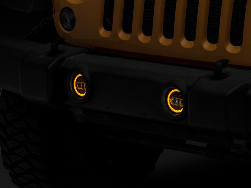 Raxiom 07-18 Jeep Wrangler JK Axial Series Halo LED Fog Lights- Amber Headlights Raxiom