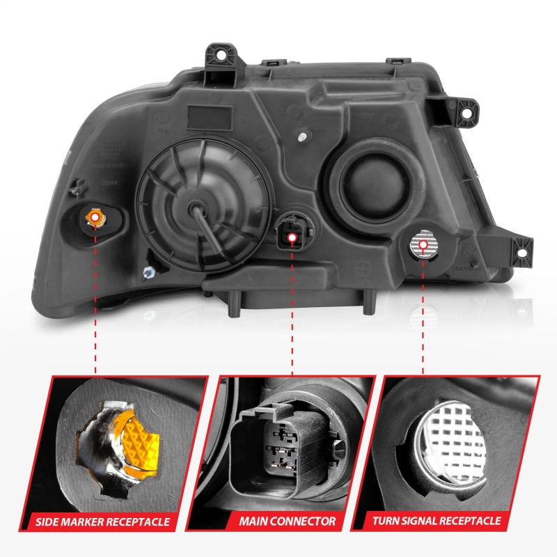 ANZO 2003-2006 Lincoln Navigator Crystal Headlights Black Headlights ANZO