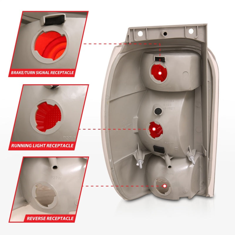 ANZO 1998-2001 Ford Explorer Taillights Chrome Tail Lights ANZO