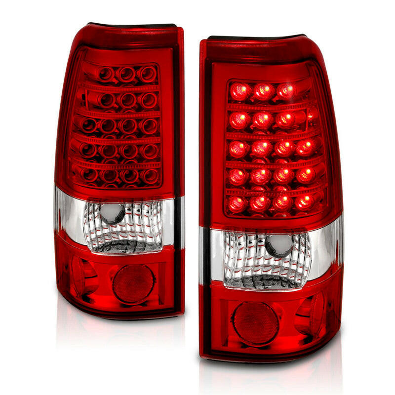 ANZO 1999-2007 Chevrolet Silverado 1500 LED Taillights Red/Clear Tail Lights ANZO