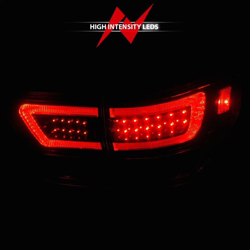 ANZO 11-13 Jeep Grand Cherokee LED Taillights w/ Lightbar Black Housing/Clear Lens 4pcs Tail Lights ANZO