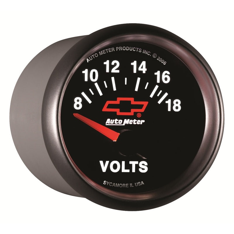 Autometer GM Bowtie Black 2-1/16 Voltmeter 8-18V Gauges AutoMeter