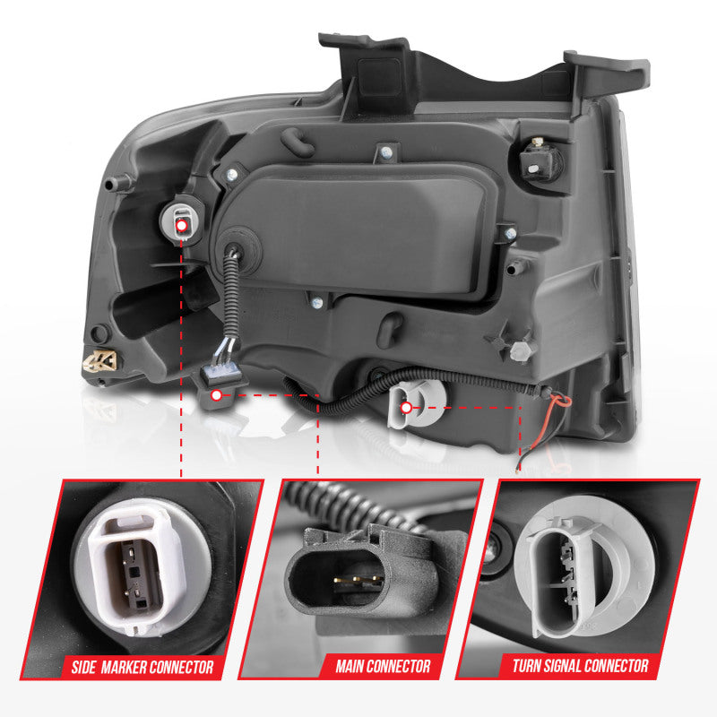 ANZO 2007-2014 Ford Expedition Projector Headlights Chrome Headlights ANZO