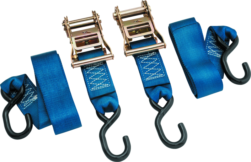 BikeMaster 2x84in Ratchet Tiedown Pair - Blue Cargo Tie-Downs BikeMaster