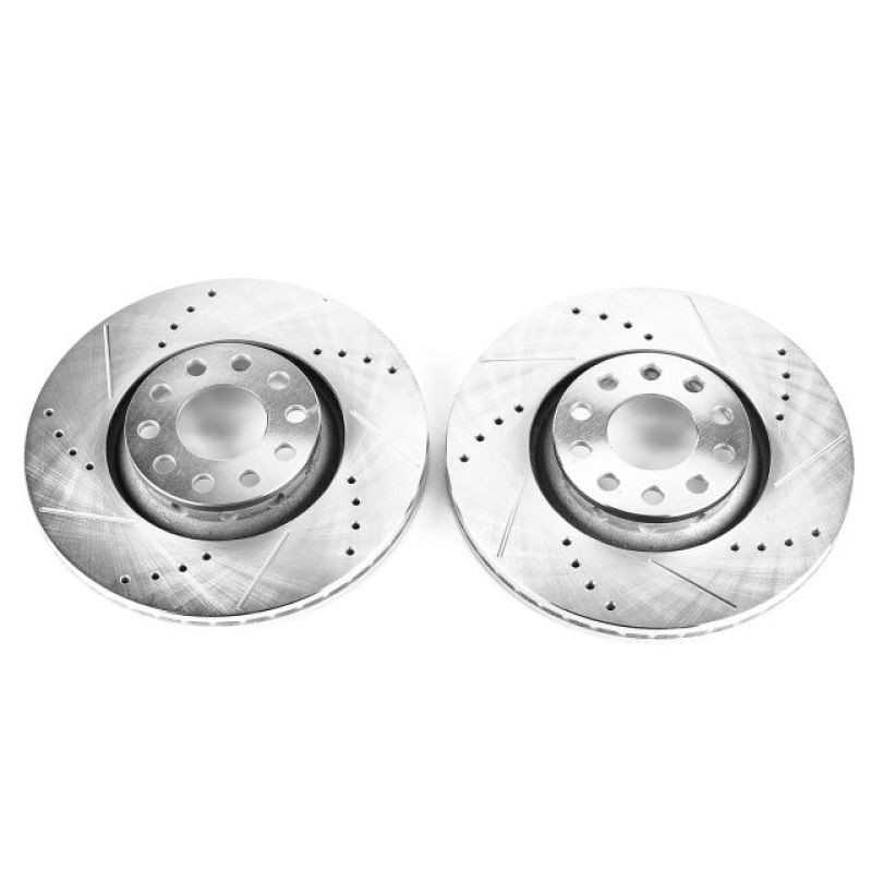 Power Stop 02-06 Audi A4 Front Evolution Drilled & Slotted Rotors - Pair Brake Rotors - Slot & Drilled PowerStop
