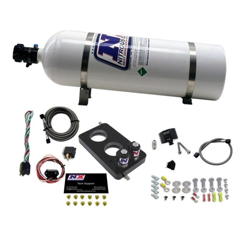 Nitrous Express 05-10 Ford Mustang 4.6L 3 Valve Nitrous Plate Kit (50-150HP) w/15lb Bottle Nitrous Systems Nitrous Express