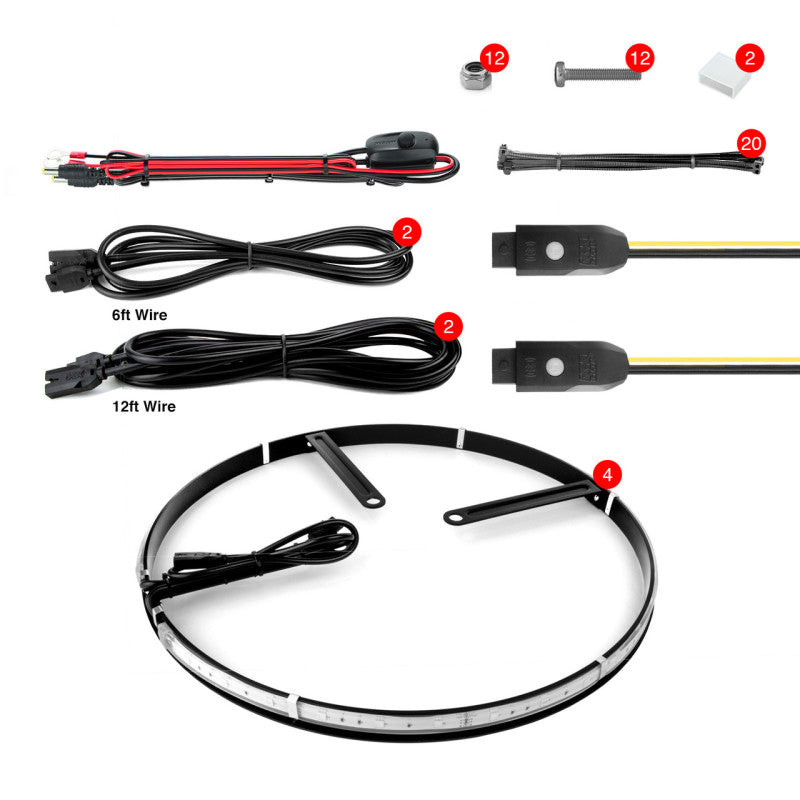 XK Glow Wheel Ring Light Kit XKchrome App controlled w/ Turn Signal Function 4pc 15In Light Accessories and Wiring XKGLOW