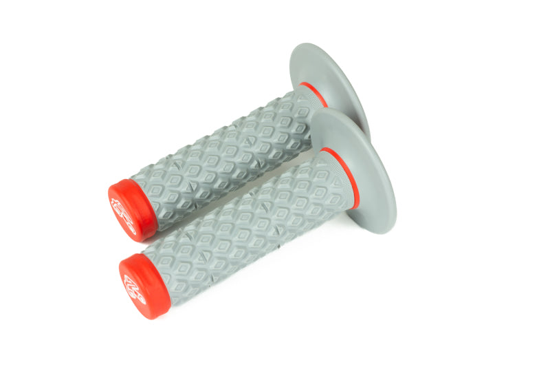 Renthal Soft/Firm MX Dual Compound Grips Tapered 1/2 Waffle - Gray/Red Grips Renthal