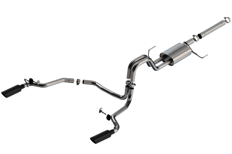 Borla 21-22 F-150 Powerboost 3.5L V6 2WD & 4WD 4DR 3in, 2.25in S-TYPE Catback w/ Black Chrome Tips Catback Borla