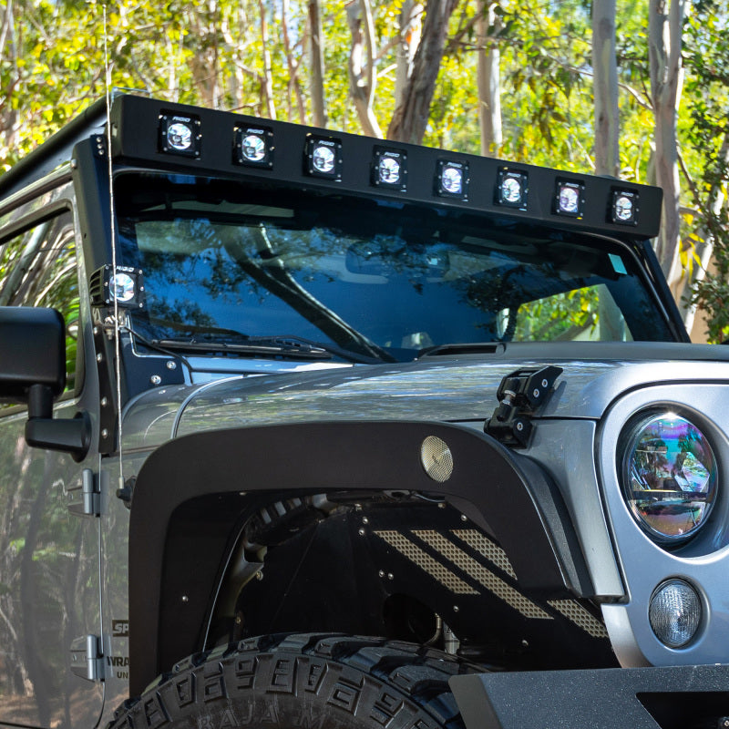 Go Rhino 07-18 Jeep Wrangler JK WLF Windshield Light Mount Frame - Eight Cube Lights Light Mounts Go Rhino