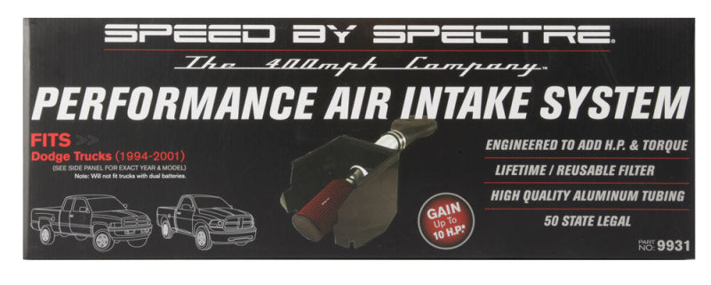 Spectre 94-01 Dodge RAM 1500/2500 V8-5.2/5.9L F/I Air Intake Kit - Polished w/Red Filter Cold Air Intakes Spectre
