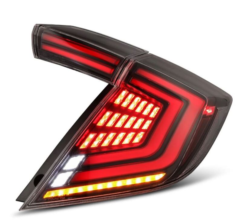 AlphaRex 16-21 Honda Civic Hatchback/ Type-R FK8 Nova-Series LED Tail Lights (Pair) - Alpha Black Tail Lights AlphaRex