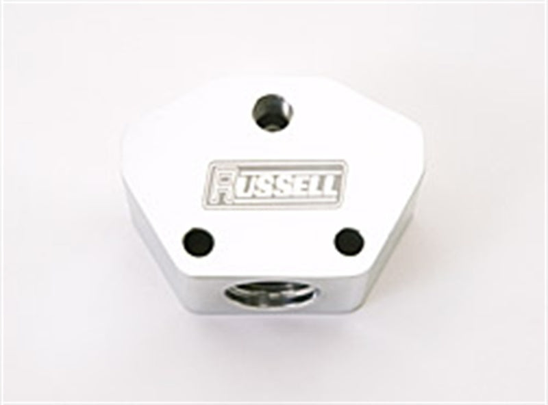 Russell Performance Billet Aluminum Y-Block w/ -10 AN inlet & -8 AN outlet (Polished finish) Distribution Blocks Russell