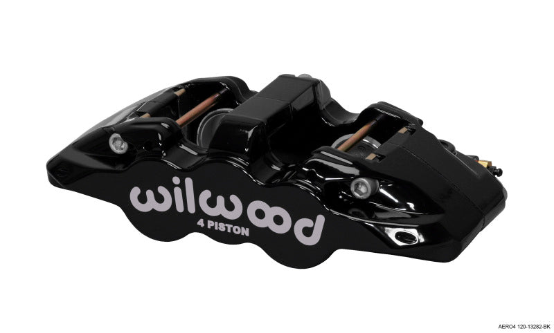 Wilwood Caliper-Aero4-L/H - Black 1.62/1.38in Pistons 1.25in Disc Brake Calipers - Perf Wilwood