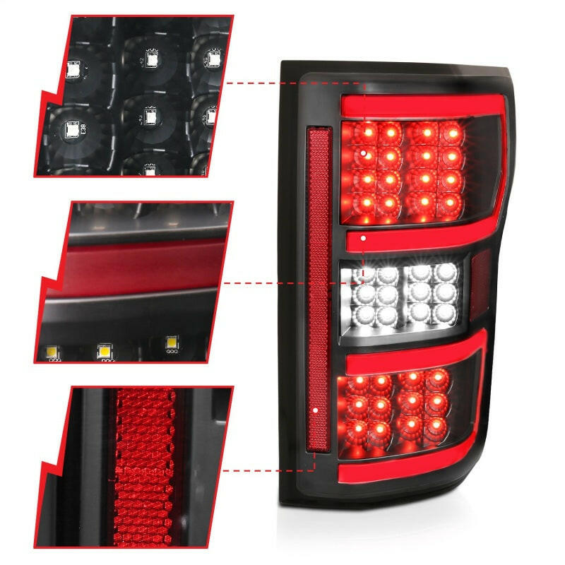 ANZO 18-19 Ford F-150 LED Taillights Black Tail Lights ANZO