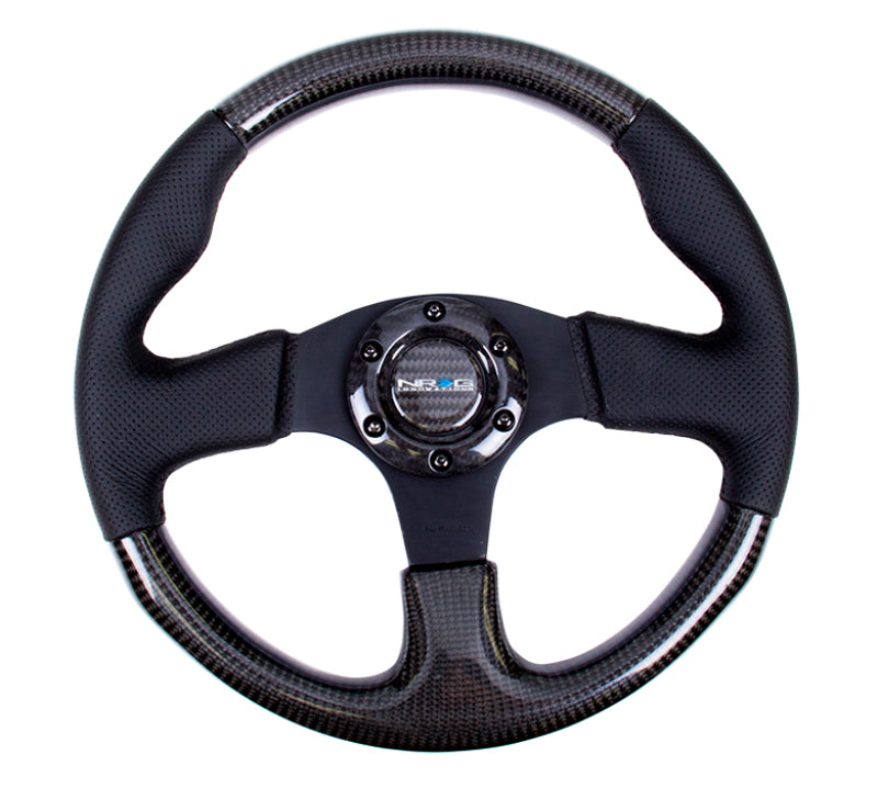 NRG Carbon Fiber Steering Wheel (315mm) Leather Trim w/Black Stitching Steering Wheels NRG