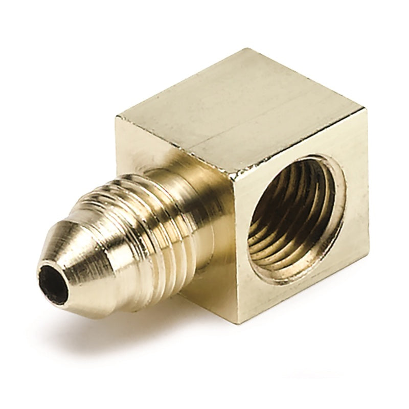 AutoMeter Fitting Adapter 90 Deg. 1/8in. NPT Female To -3AN Male Brass Gauges AutoMeter