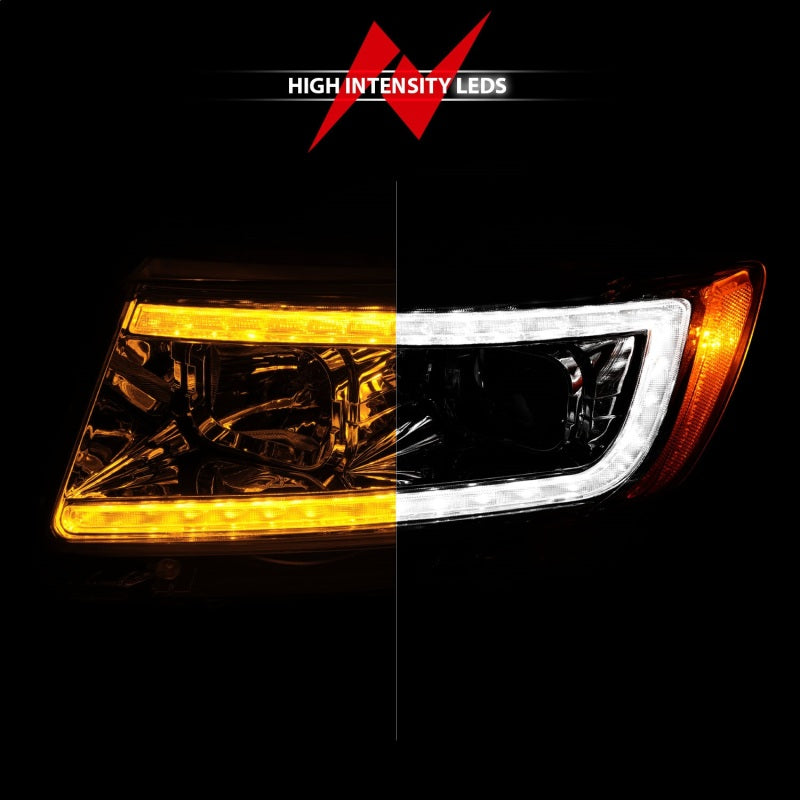 ANZO 11-13 Jeep Grand Cherokee (Factory Halogen Only) Projector Headlights w/Light Bar Swchbk Chrome Headlights ANZO