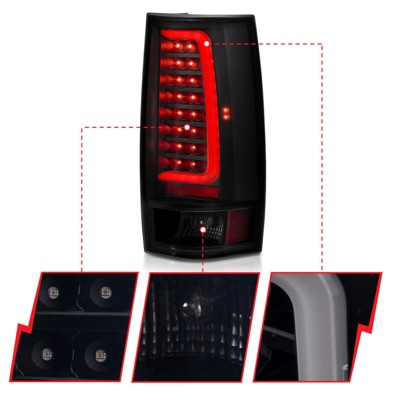 ANZO 2007-2014 Chevy Tahoe LED Taillight Plank Style Black w/Smoke Lens Tail Lights ANZO