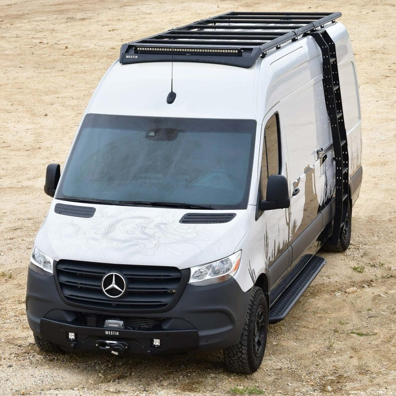 Westin 19-24 Mercedes-Benz Sprinter High Roof Mesa Side Ladder - Textured Black Roof Rack Westin