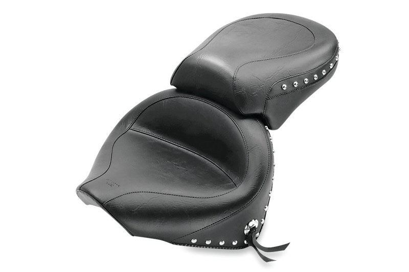 Mustang 00-11 Yamaha V-Star 1100 Classic,02-11 V-Star 1100 Silverado 2PC Seat w/Studs - Black Two-Piece Motorcycle Seats Mustang Motorcycle