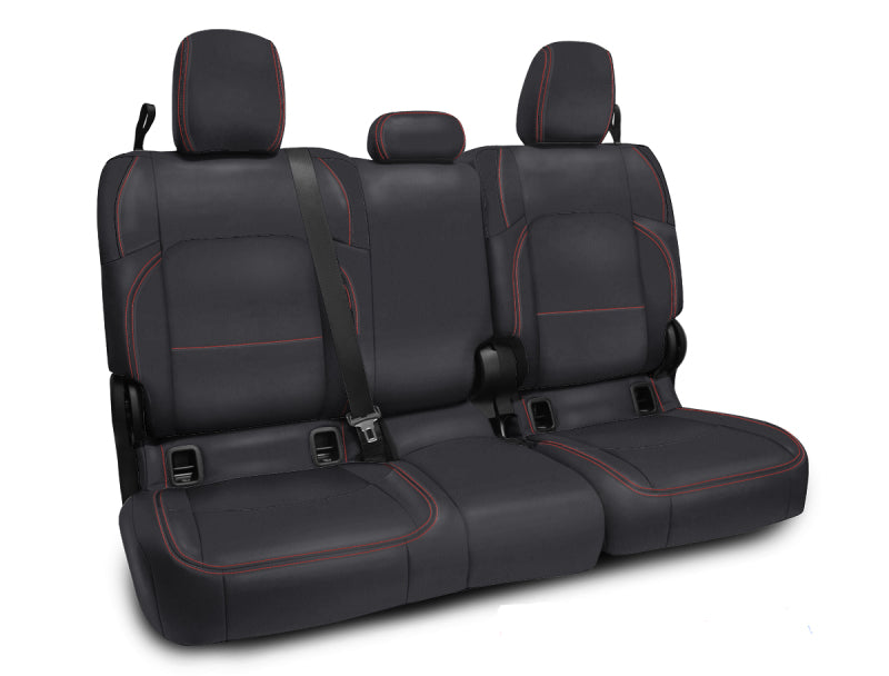 PRP 2020+ Jeep Gladiator JT Rear Bench Cover for with Cloth Interior - Black with Red Stitching Seat Covers PRP Seats