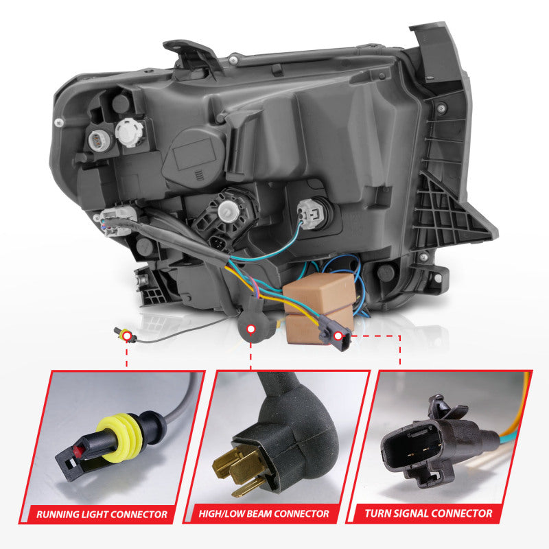 ANZO 2014-2017 Toyota Tundra LED Crystal Headlights w/ Switchback Chrome Housing w/ DRL Headlights ANZO