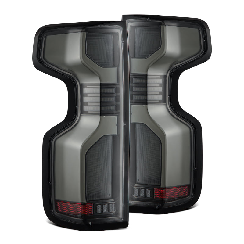 AlphaRex 19-24 Chevy Silverado 1500 / 20-24 2500HD/3500HD LUXX-Series LED Tail Lights Alpha Black Tail Lights AlphaRex