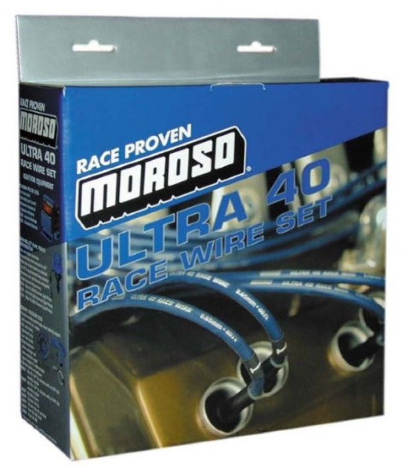 Moroso Chevrolet Big Block Ignition Wire Set - Ultra 40 - Sleeved - HEI - Crab Cap - 90 Degree - Blk Spark Plug Wire Sets Moroso