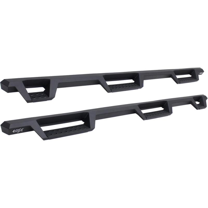 Westin 99-16 Ford F-250/350/450/550 CC (6.75ft Bed) HDX Drop Whl to Whl Nerf Step Bars - Text Blk Nerf Bars Westin