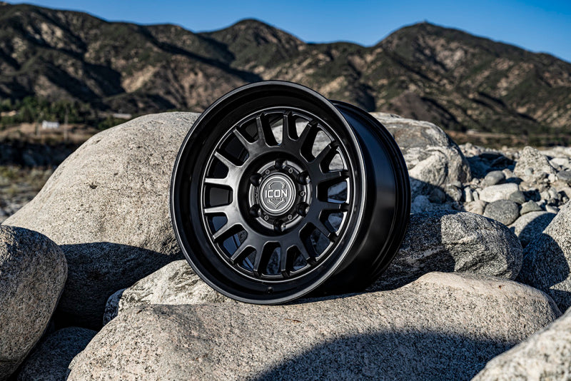 ICON Anza 17x8.5 5x5 -6mm Offset 4.5in BS 71.5mm Hub Bore Satin Black Wheel Wheels - Cast ICON