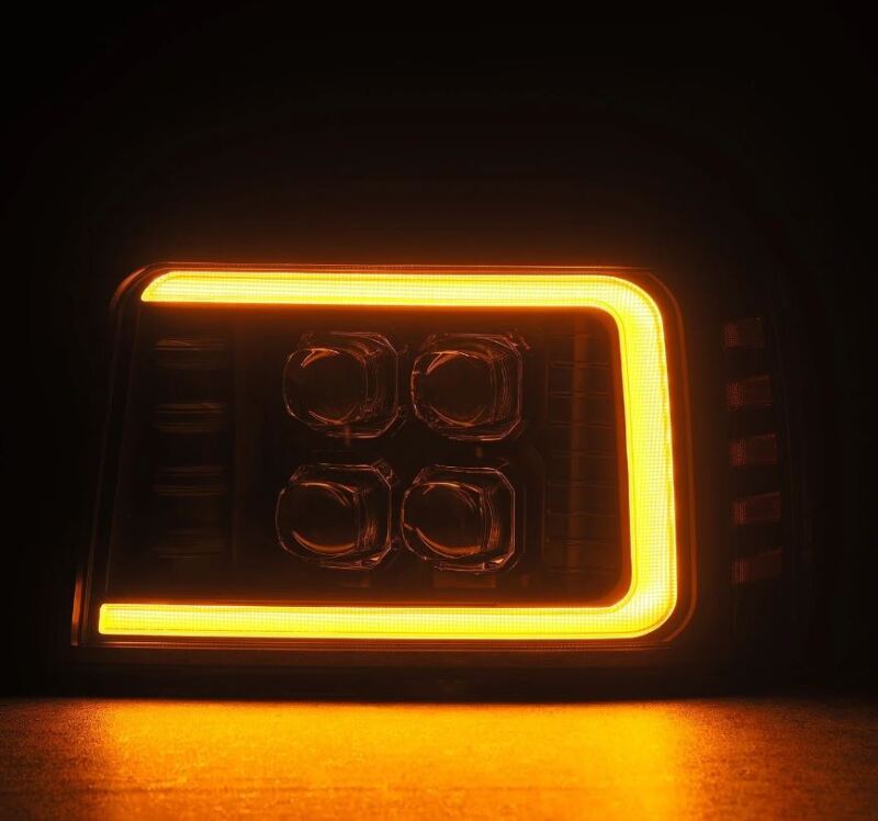AlphaRex 92-96 Ford F-Series/Bronco NOVA-Series LED Proj Headlight Bk w/Actv Light SeqSig & SBDRL Headlights AlphaRex