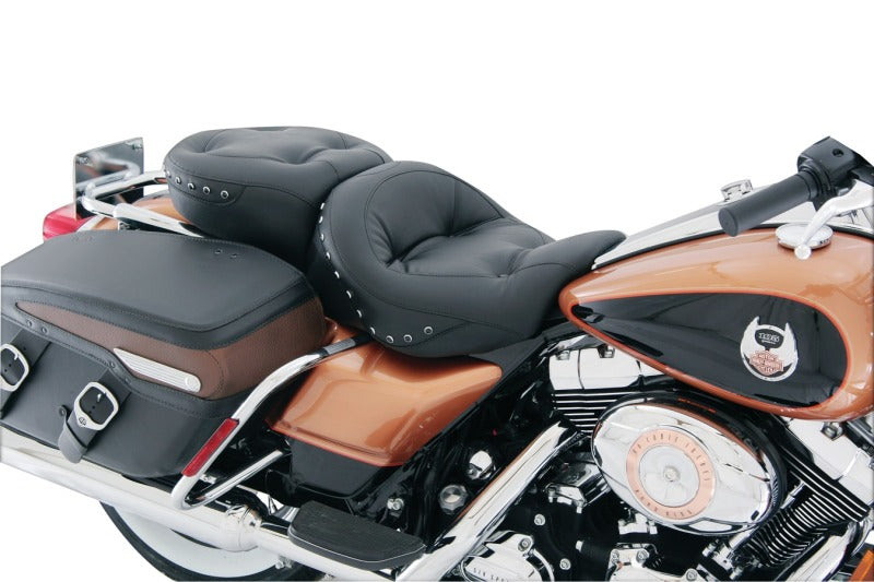 Mustang 08-21 Harley Electra Glide,Rd Glide,Rd King,Street Glide 1PC Seat w/Blk Pearl Studs - Black One-Piece Motorcycle Seats Mustang Motorcycle